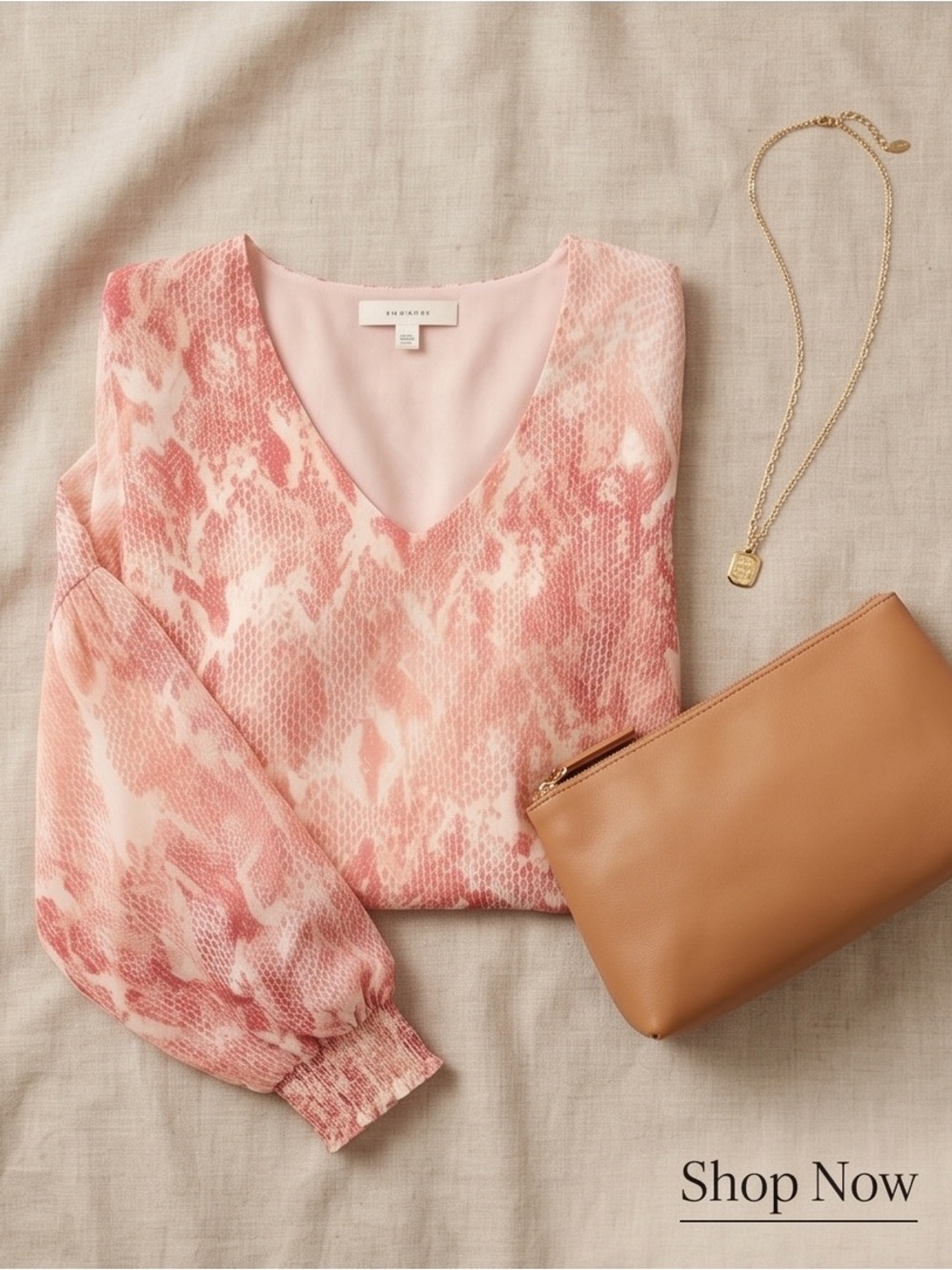 Cabi Pink Snake-Print Top